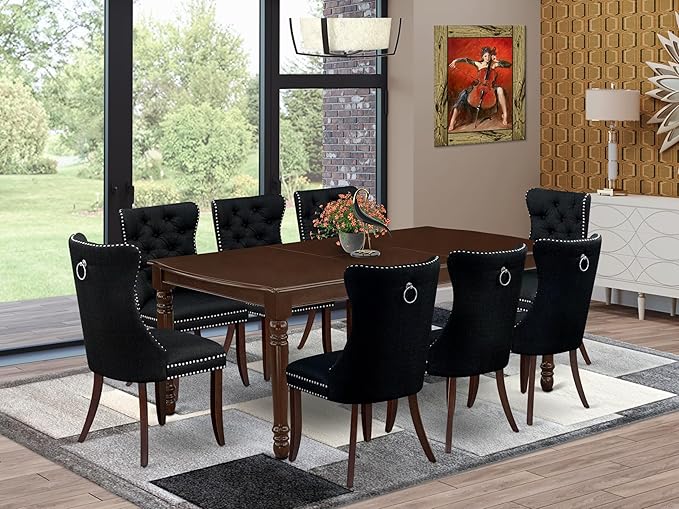 East West Furniture DODA9-MAH-24 9 Piece Dining Table Set Includes a Rectangle - Image 2