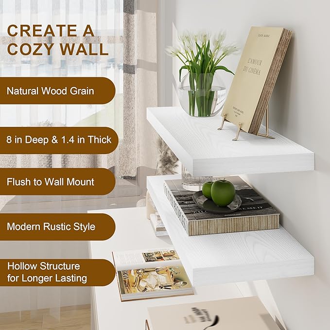 Fun Memories White Floating Shelves 36 Inch Long, 8 Inch Deep Floating Shelf - Image 5