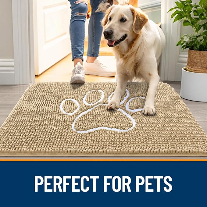 OLANLY Door Mat for Muddy Dog Paws 36x24, Ultra Absorbent Chenille Mud Doormat - Image 6