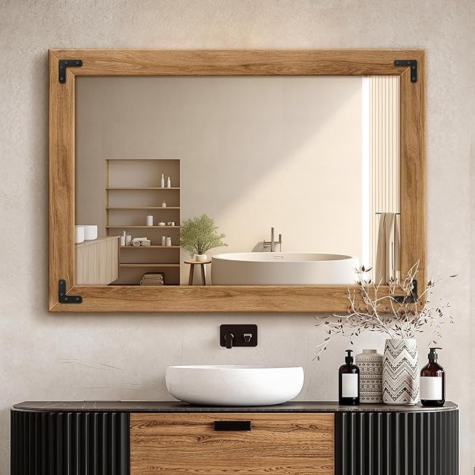 Full Length Mirror with Wooden Frame, Bedroom Decor, Hanging or Leaning - Image 7