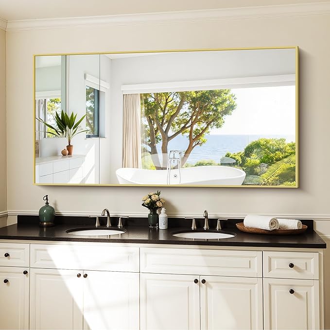 KOCUUY Large Gold Bathroom Mirror, 60x30 inch Rectangular Mirror by KOCUUY