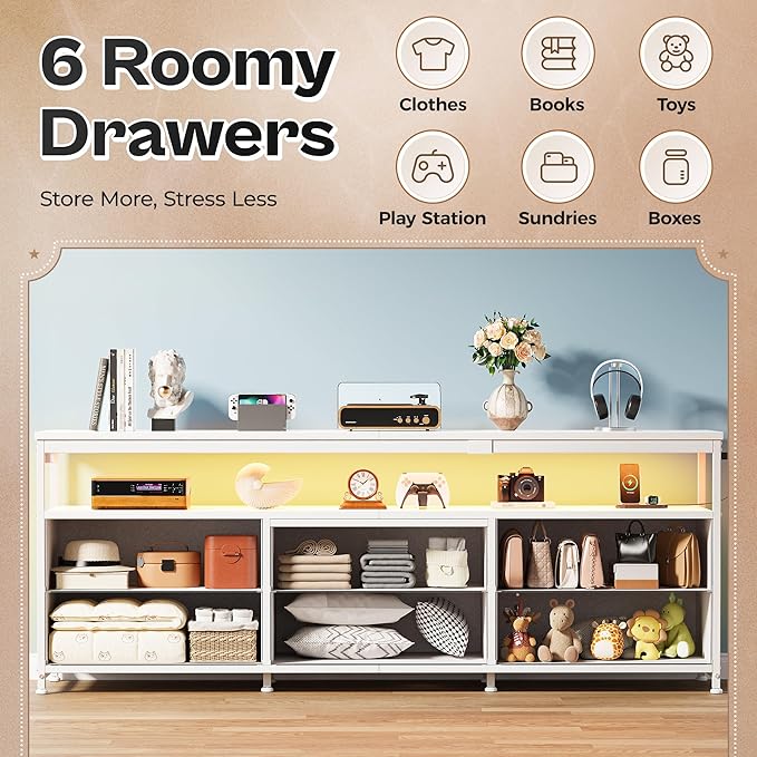 Huuger 63 Inch TV Stand for 55, 70 Inch TV, Long Dresser TV Stand for Bedroom - Image 7