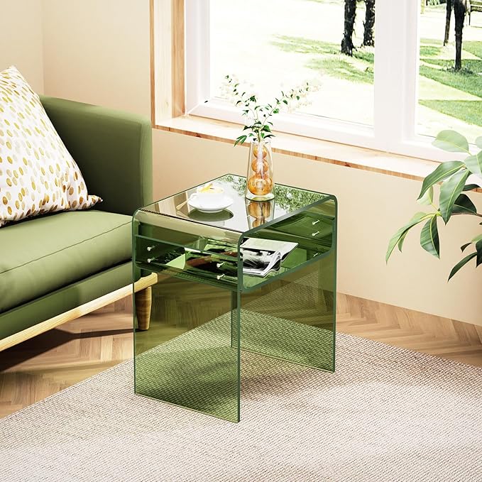 Clear Acrylic End Table 2-Tier Bedside Nightstand - Image 5