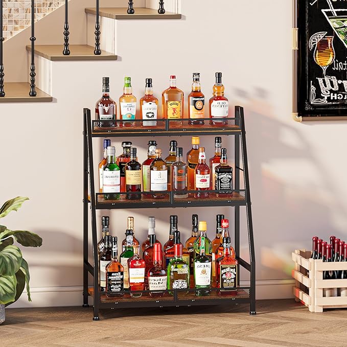 3-Tier Expanded Liquor Stand, Trapezoid Wine Rack Freestanding Floor, - Image 4