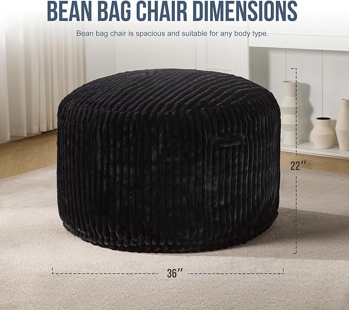 Hobestluk 3ft Bean Bag Chairs for Adults Large Beanbag Chair - Image 2