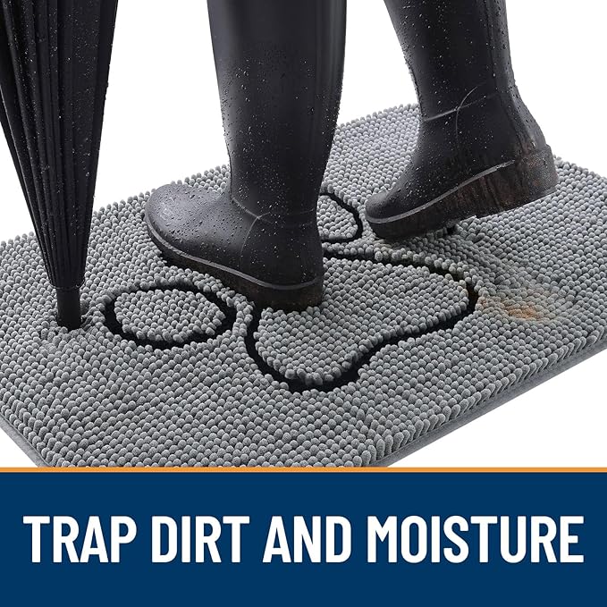 OLANLY Door Mat for Muddy Dog Paws 47x32, Ultra Absorbent Chenille Mud Doormat - Image 2