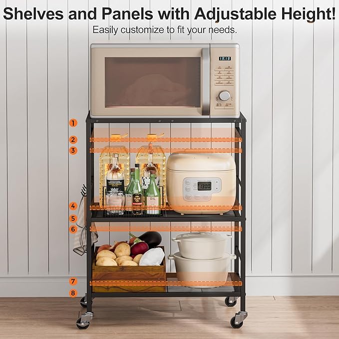 3-Tier Kitchen Cart with Adjustable Shelves - Image 5