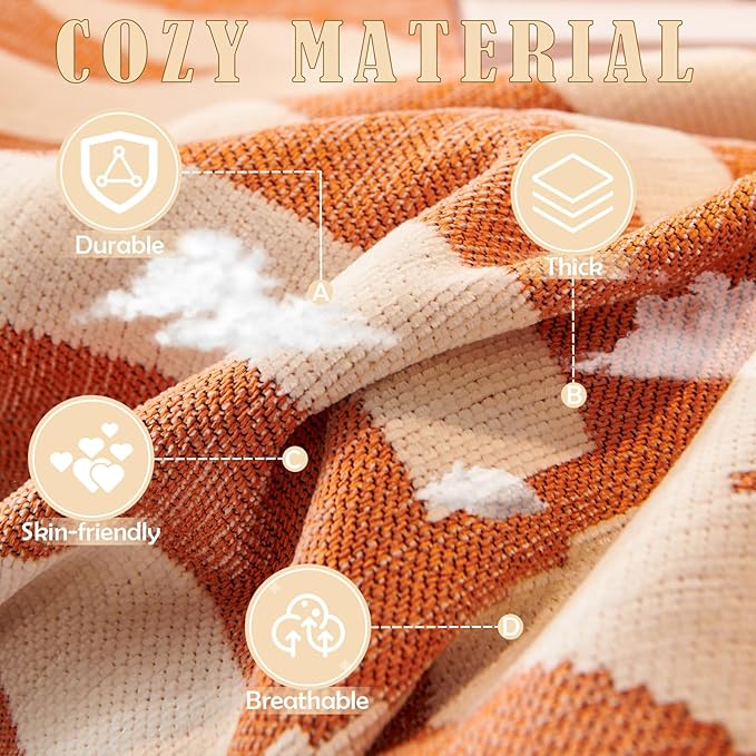 HANDONTIME Orange Sofa Covers for Chair Recliner Chenille Couch Throw Cover Pet - Image 4