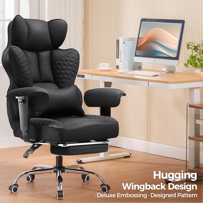 COMHOMA Big and Tall Office Chair 400LBS Wide Ergonomic Fabric Deluxe Embossing - Image 3