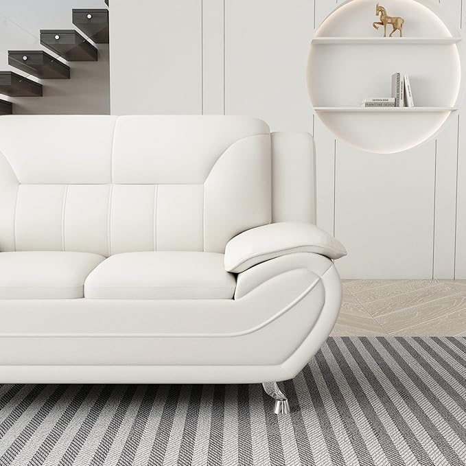 Container Furniture Direct Michael Modern Faux Leather Upholstered Stainless - Image 5