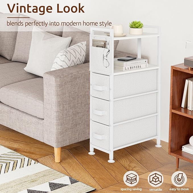 3 Drawer Small Narrow Side End Table - Image 7