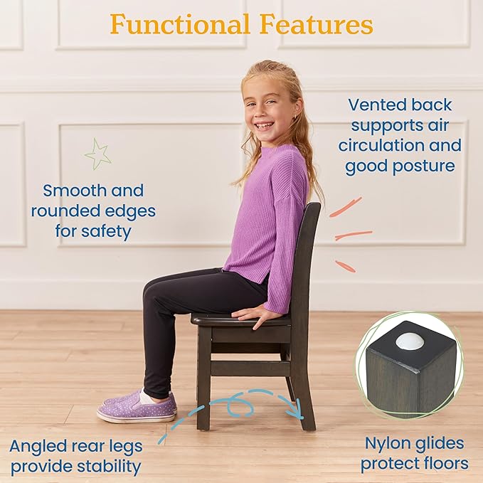 ECR4Kids 30in x 30in Square Hardwood Table and Chair Set, 12in Seat Height - Image 5