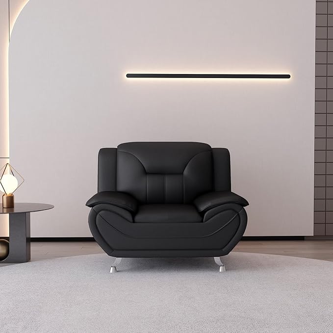 Container Furniture Direct Michael Modern Faux Leather Upholstered Stainless by ContainerDirect