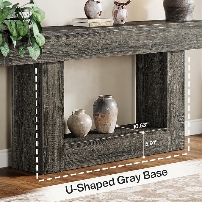 Tribesigns 63" Console Table, Farmhouse 2-Tier Entryway Table - Image 6