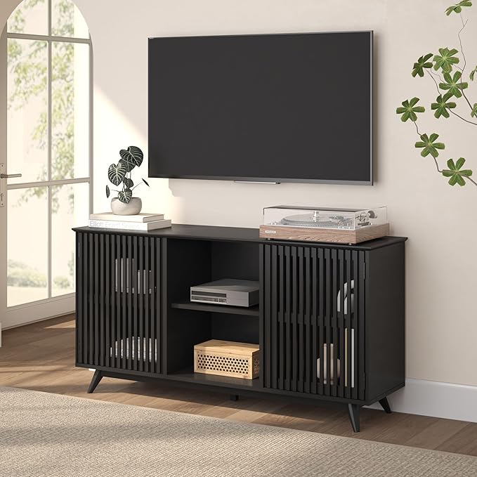 Plank+Beam Mid-Century Modern Wood TV Stand, Solid Wood Entertainment Console - Image 9