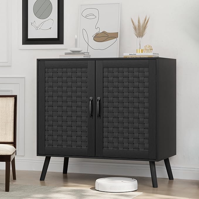 Smuxee Black Sideboard, Freestanding Buffet Cabinet by Smuxee