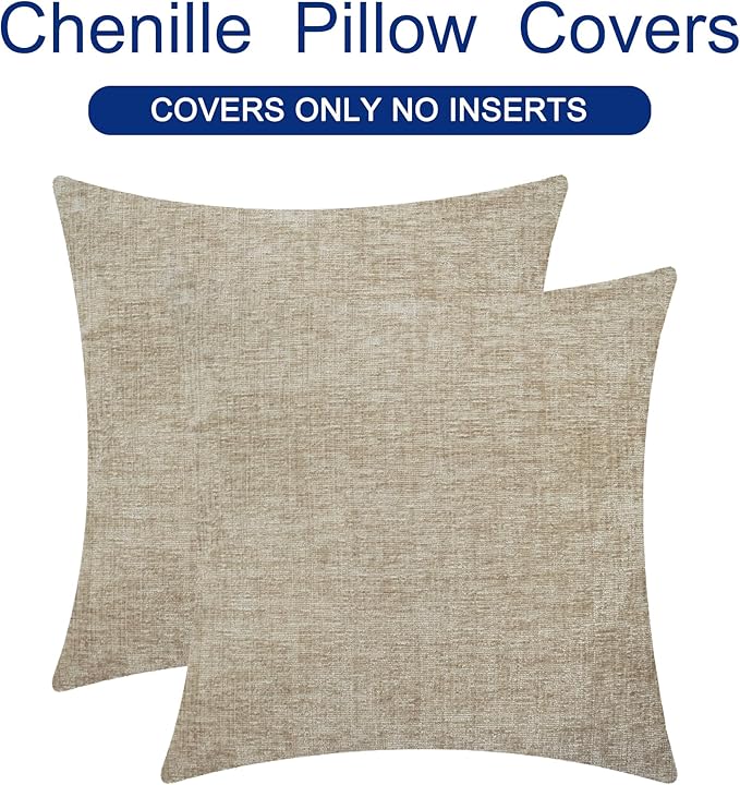 CaliTime Throw Pillow Covers Decorative 16 X 16 Inches Pack of 2 Cozy Chenille - Image 6