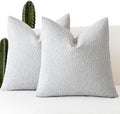 Foindtower Pack of 2 Textured Boucle Throw Pillow Covers Accent Solid by Foindtower