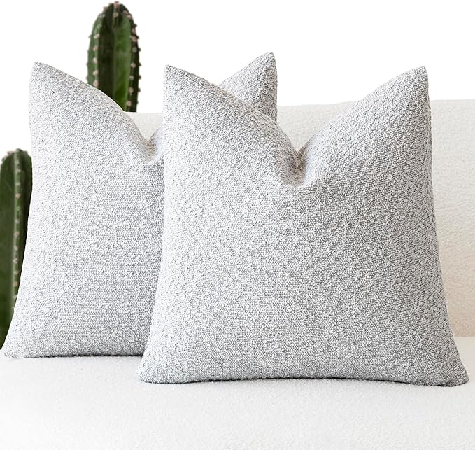 Foindtower Pack of 2 Textured Boucle Throw Pillow Covers Accent Solid by Foindtower