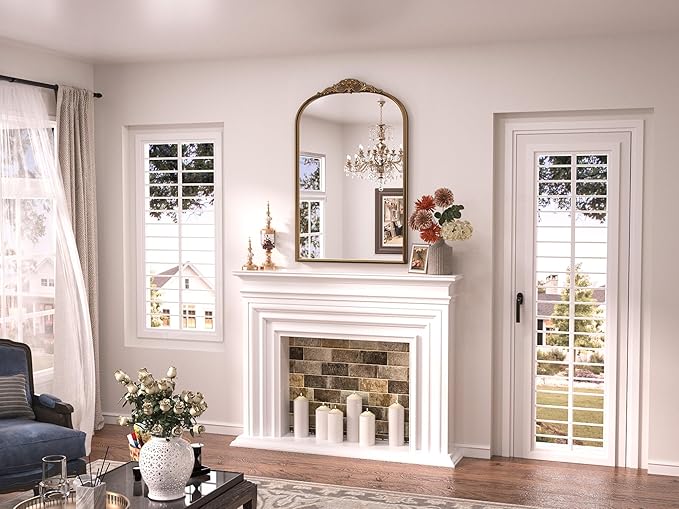 Keonjinn Vintage Mirror Gold 24" x 36", Arched Decorative Mirrors - Image 2