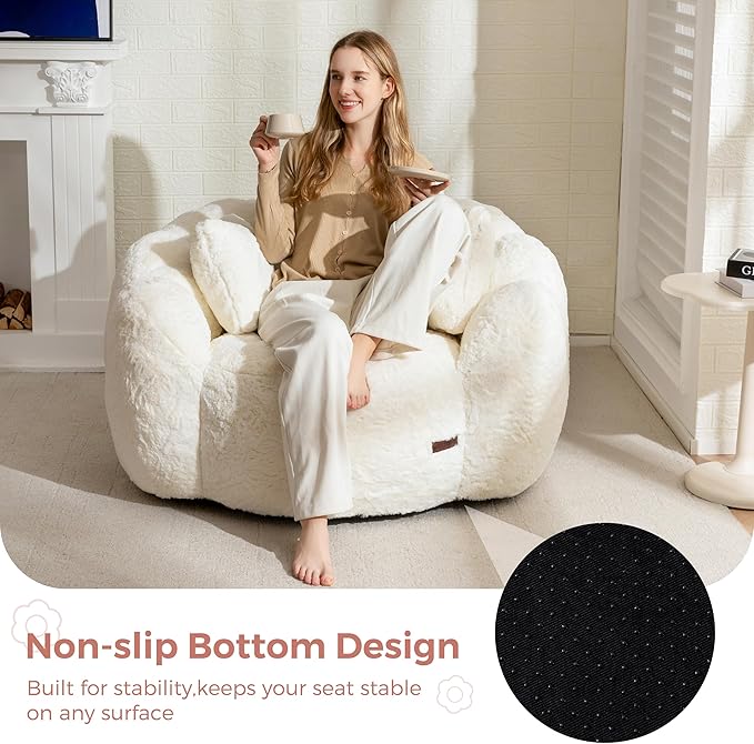MAXYOYO Bean Bag Chair with 3 Pillows, Oversized Floral Shaped Bean Bag Sofa - Image 8