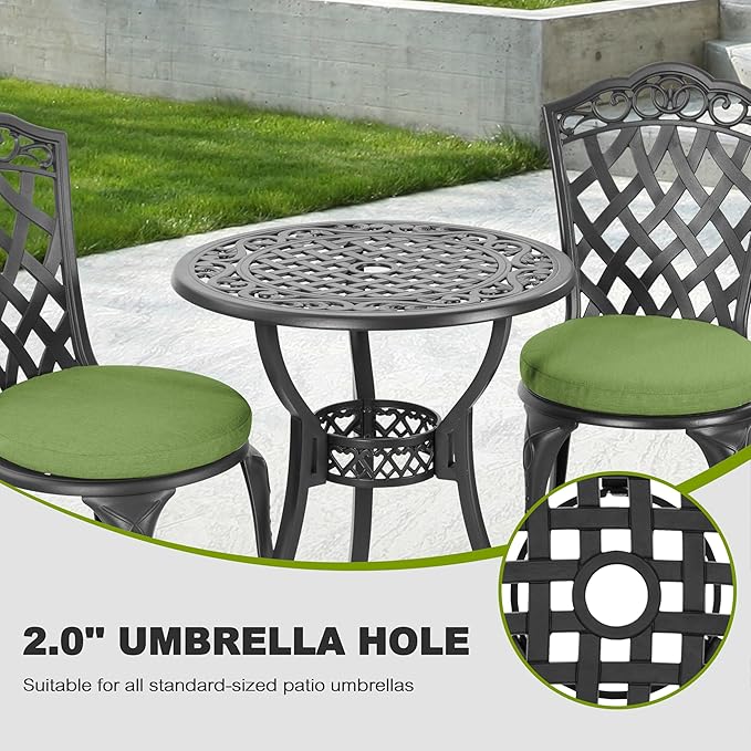 NUU GARDEN 3-Piece Patio Bistro Set Outdoor Cast Aluminum Bistro Table and - Image 4