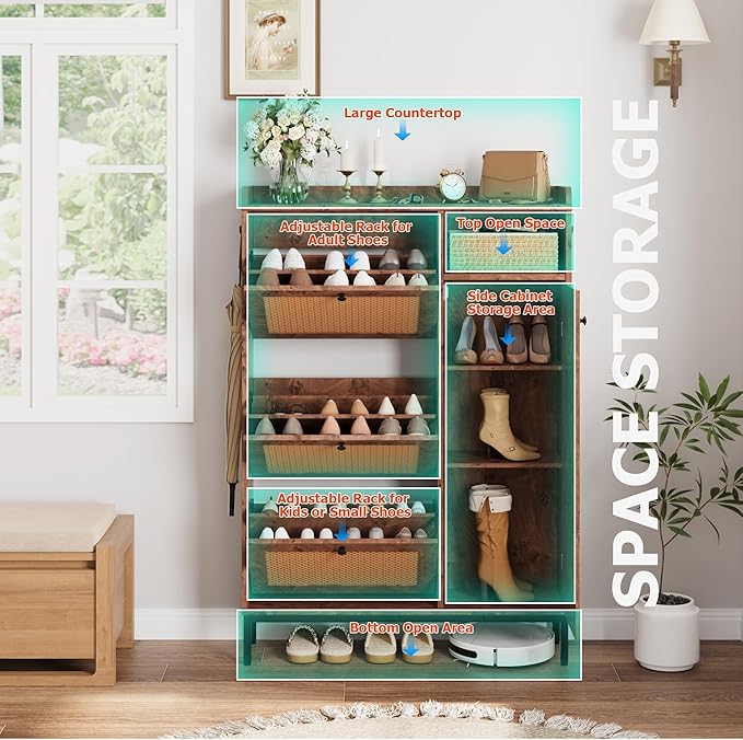 GarveeHome Shoe Cabinet Rattan - Image 5