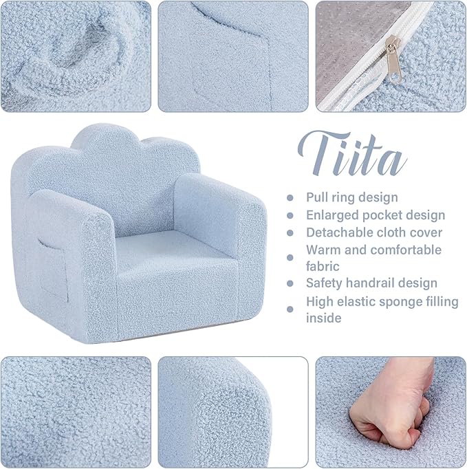 Tiita Kids Couch Plush Toddler Chair, Cloud-Like Glow in The Dark Kids Sofa - Image 4