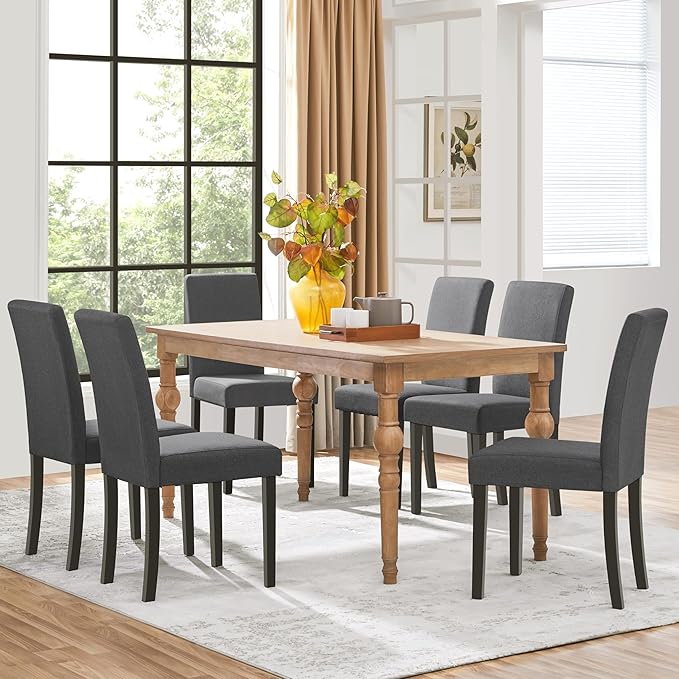 Yaheetech Dining Chairs Set of 6 Fabric Upholstered Parson Kitchen Chairs - Image 2