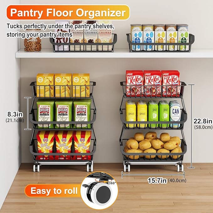 3-Tier Rolling Pantry Cart - Image 3