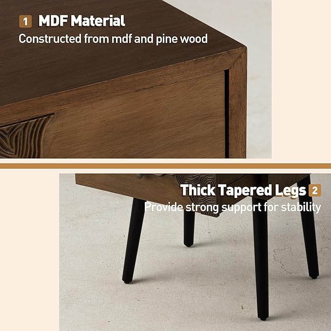 COSIEST Nightstand Set of 2, Mid Century Modern End Table - Image 7
