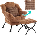 Lazy Chair with Ottoman, Comfy Reading Chair with Footstool & Throw Pillow by YOTATING