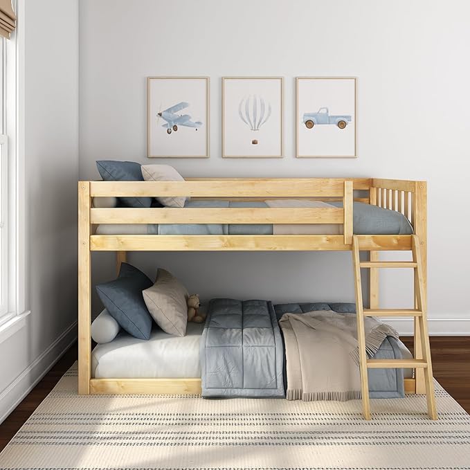 Max & Lily Fundamental Twin Low Bunk Bed, Kids Solid Wood Modern Bed Frame - Image 5