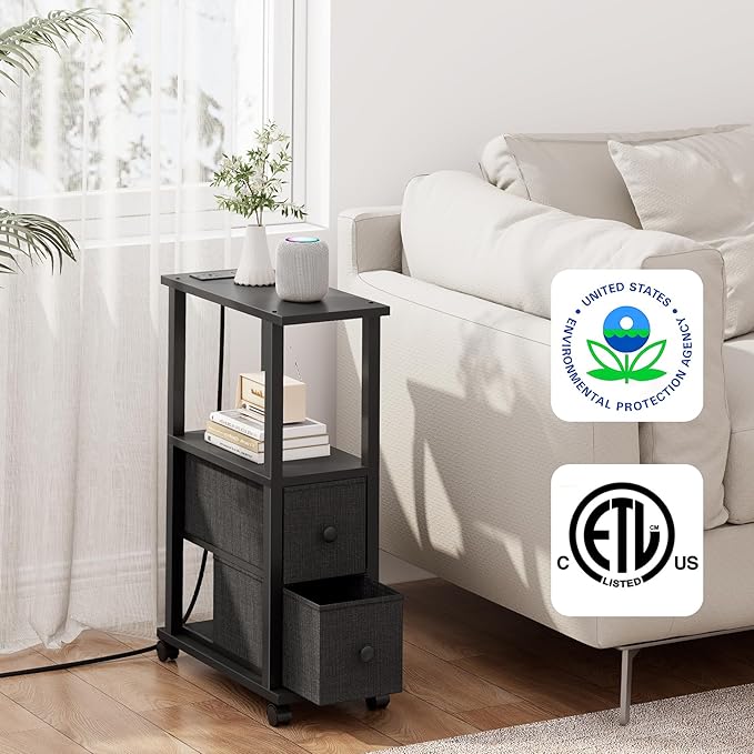 TUTOTAK Small Narrow End Tables, LED Side Tables - Image 5