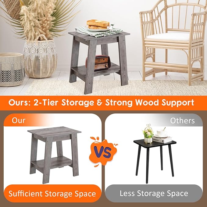 End Table, Side Table with 2-Tier Storage Shelf, Sofa Table - Image 8