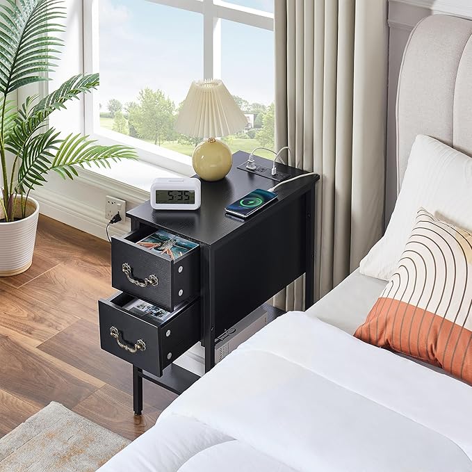 VECELO End Tables, Narrow Nightstands - Image 8