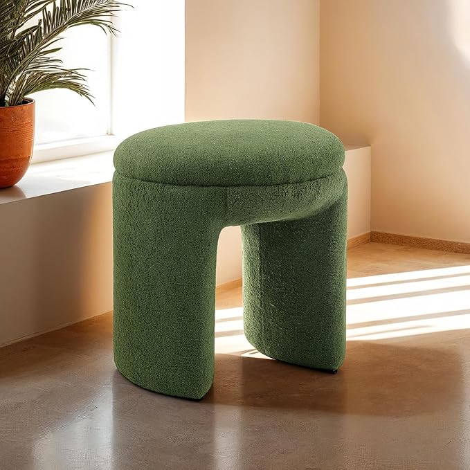 Furniture of America Rami Modern 18-inch Solid Wood Upholstered Ottoman - Image 2