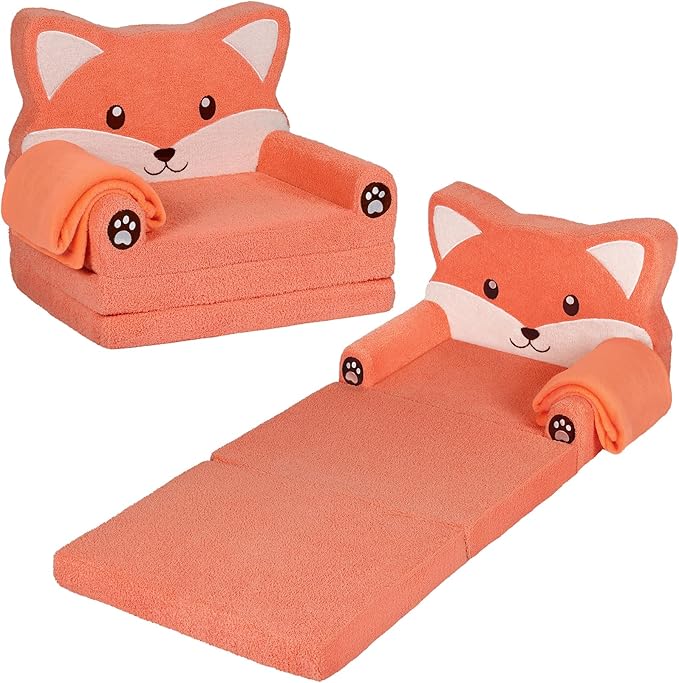 Kids Couch, 2-in-1 Soft Toddler Couch Fold Out by Unknown