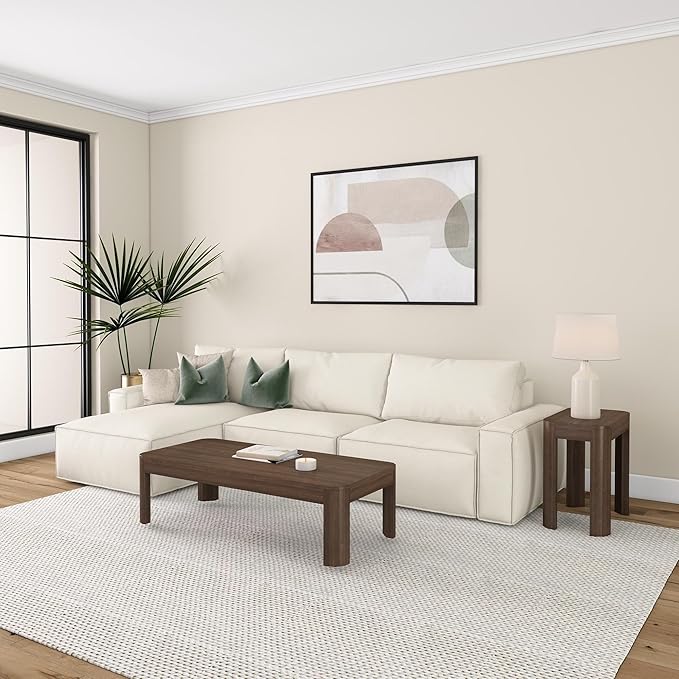 Plank+Beam Modern Rounded Coffee Table, 54 Inch, Solid Wood Contemporary Center - Image 6