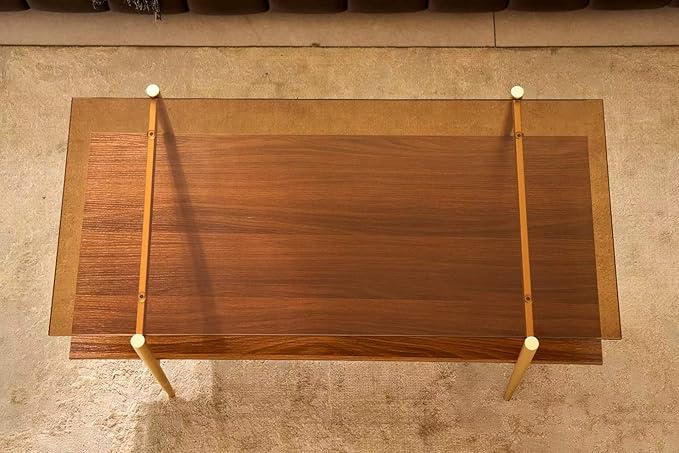 Shrine Rectangle Coffee Table, Mid-Century Modern Design, 2-Tier Structure - Image 6