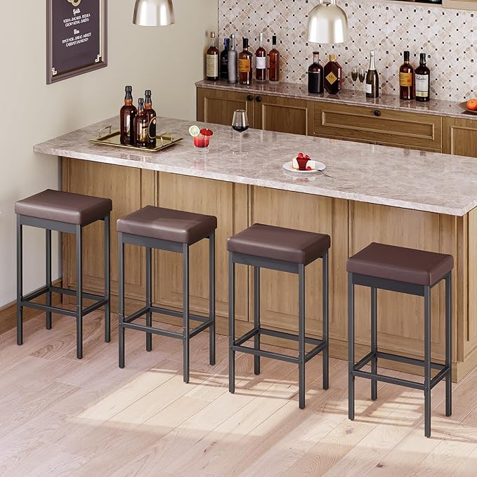 HOOBRO Bar Stools, 24.8-Inch Height Stools, Breakfast Barstools, Kitchen Bar - Image 2