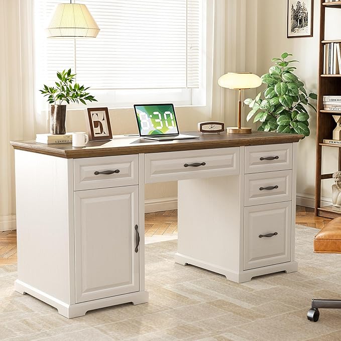 Marsail 60″ Farmhouse Executive Desk, Home Office Desk by Marsail