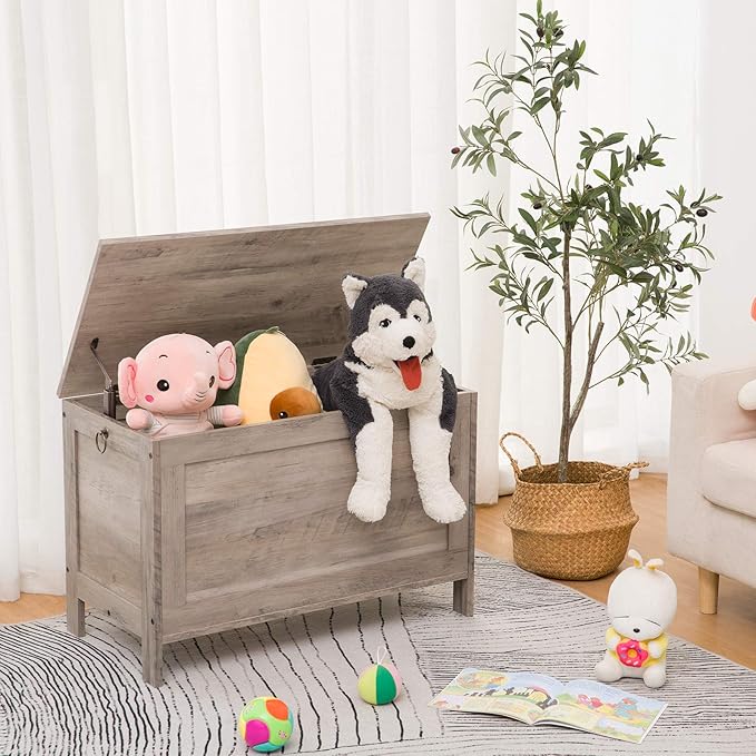 HOOBRO Toy Box, Retro Wooden Look Storage Chest - Image 7