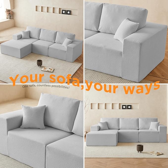 INGEROOM 108" Cloud Sectional Couch, Modular Sectional Sofa - Image 6