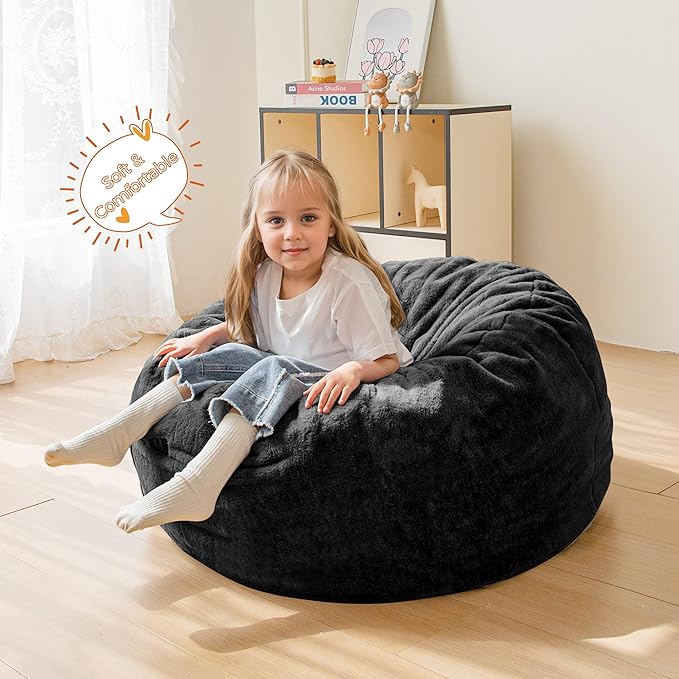 MAXYOYO Kids Bean Bag Chair, Stuffed Faux Fur Bean Bag - Image 4