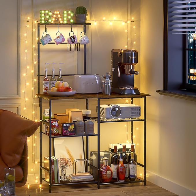 Baker's Rack for Kitchen with Storage, Microwave Stand with Adjustable Shelves - Image 7