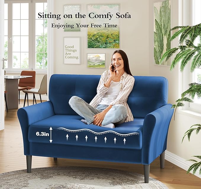 Small Sofa Couch, Soft Velvet Love Seat Couches, Small Couch - Image 3