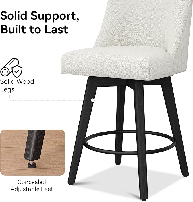 Counter Height Bar Stools Set of 4, Modern Swivel Barstools - Image 5