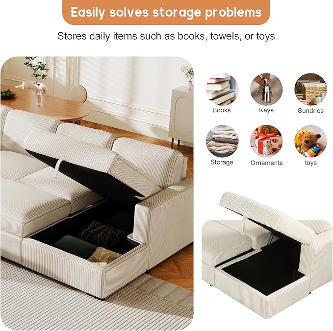 115.6 Inch U-Shaped Modular Sectional Sofa - Image 6
