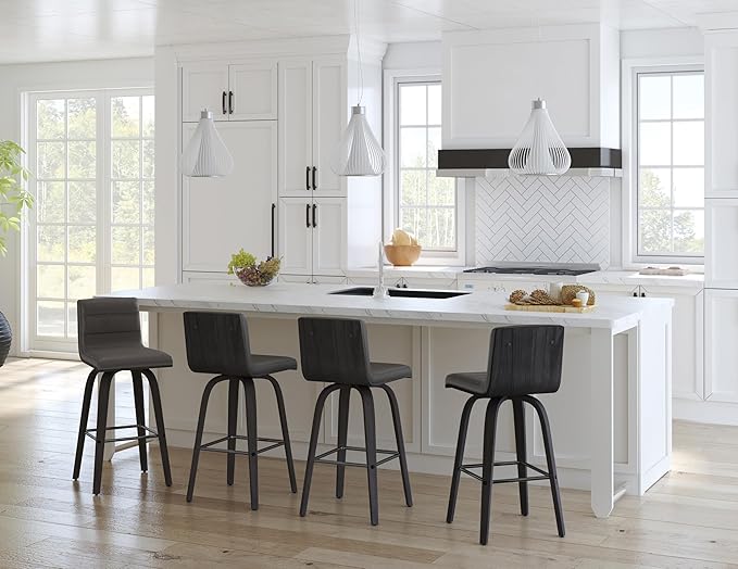 Armen Living Vienna 26" Swivel Counter Stool in Black Wood Finish - Image 2
